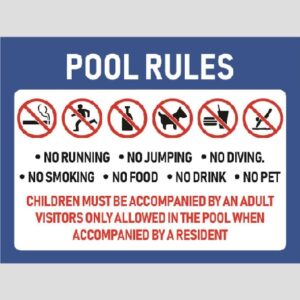 Pool Safety Sign - 02BD-G0305 - Pool Rules - Residents