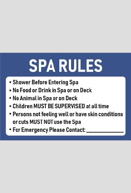 Pool Safety Sign - 02BD-G0307 - Spa Rules
