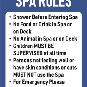 Pool Safety Sign - 02BD-G0308 - Spa Rules