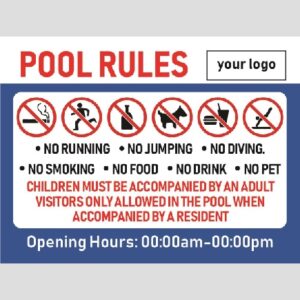 Pool Safety Sign - 02BD-Y0302 - Pool Rules - Generic