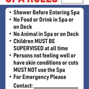 Pool Safety Sign - 02BD-Y0306 - Spa Rules